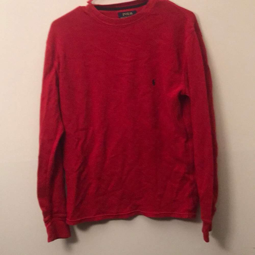 Red polo long sleeve thermal shirt